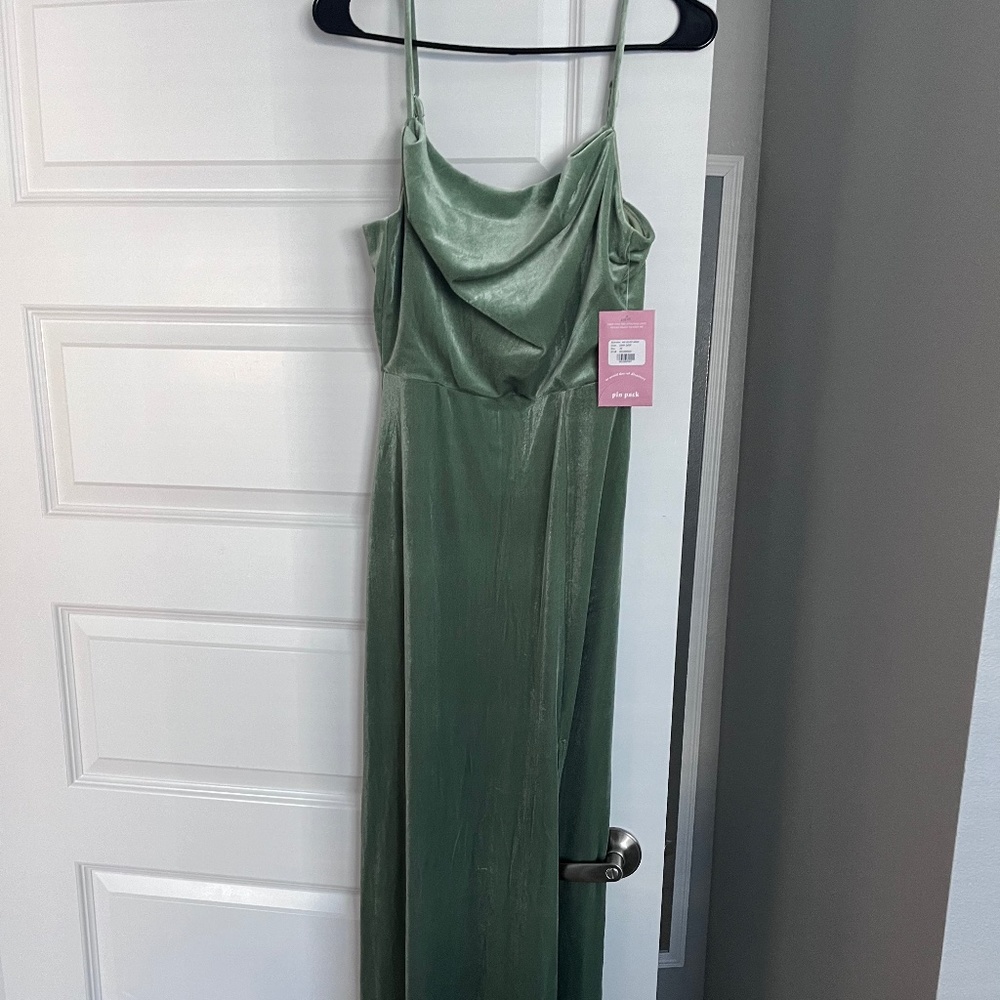 Velvet Green Bridesmaid Dress